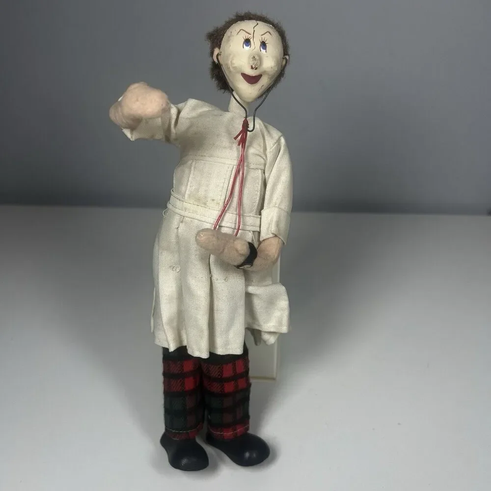 Rare Vintage Klumpe Roldan Doll Male Doctor In Lab Coat